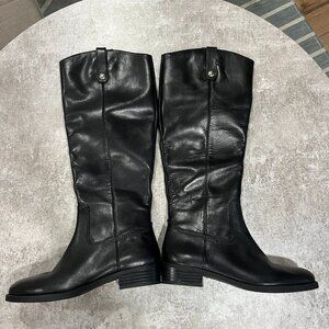 INC Women's Black Pull-Tabs Fawne Genuine Leather Riding Boot 6.5M